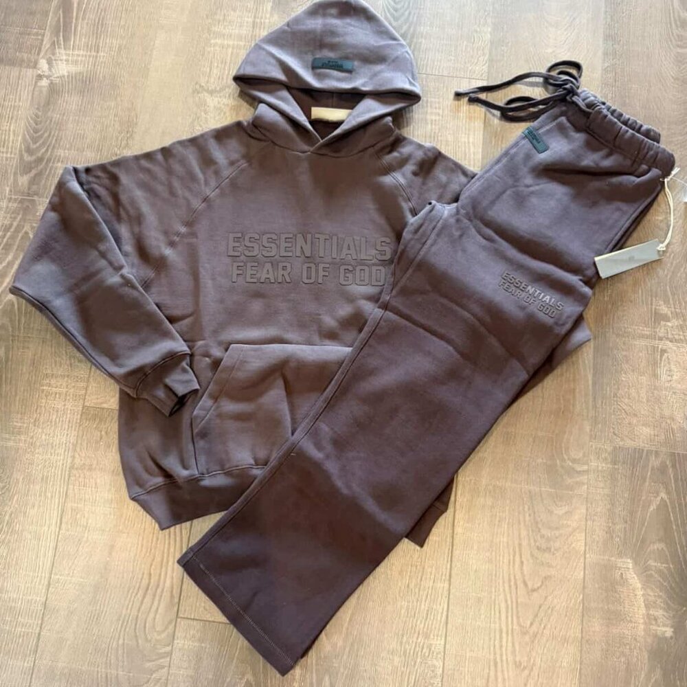 Fear of God Essentials Plum Hoodie & Sweatpants Set SS23 Size Large Brand New